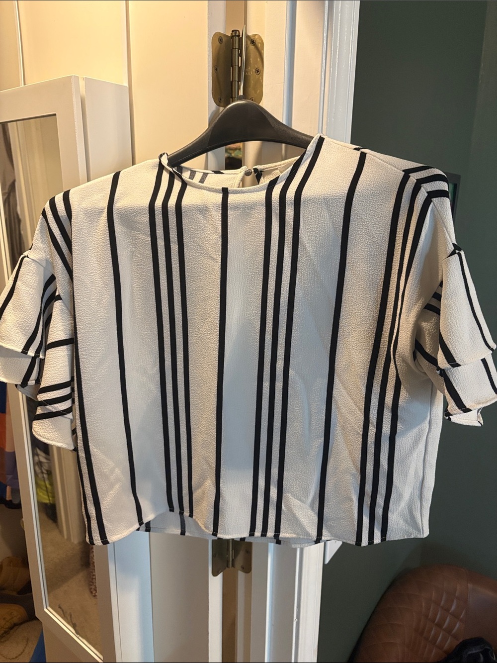 Target White Blouse with Black Vertical Stripes
